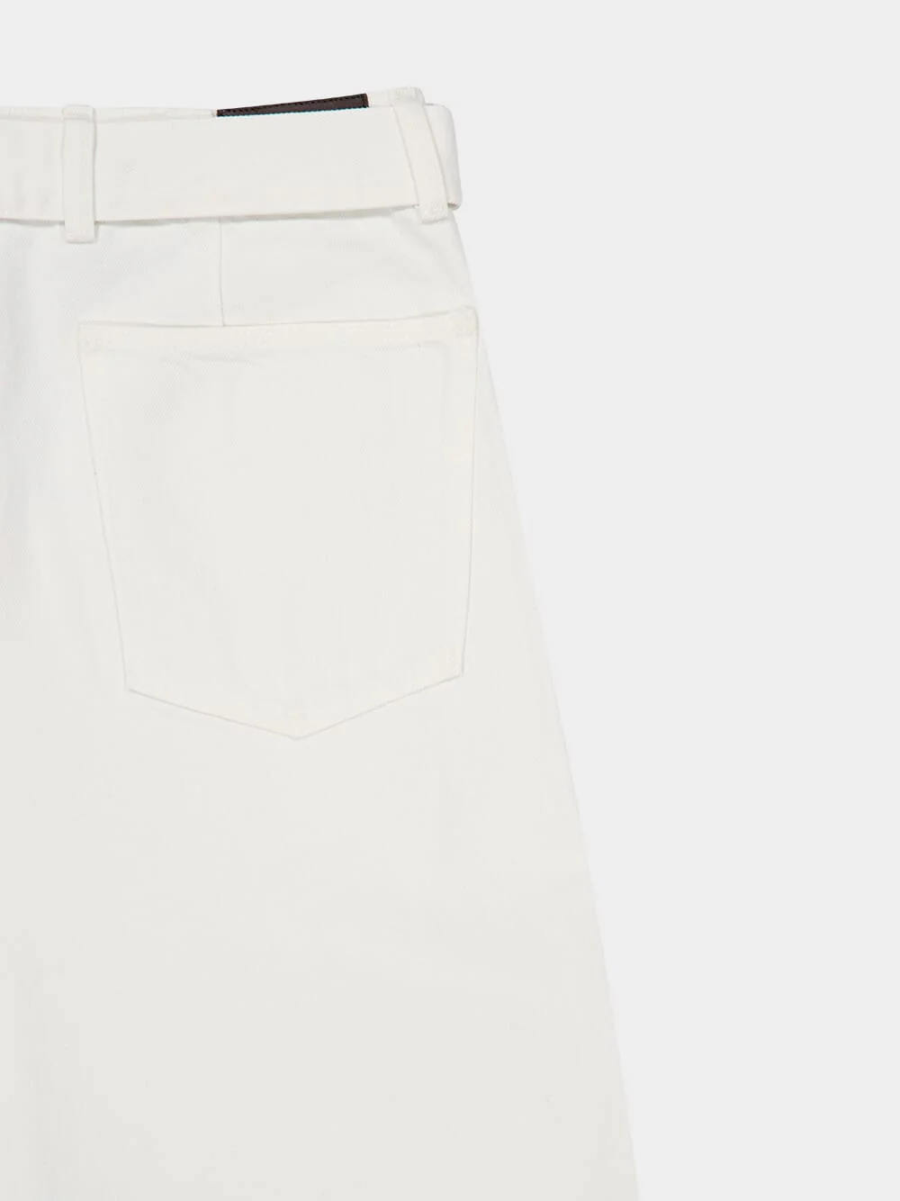Milk White Twisted Belted Denim Pants - Image 4