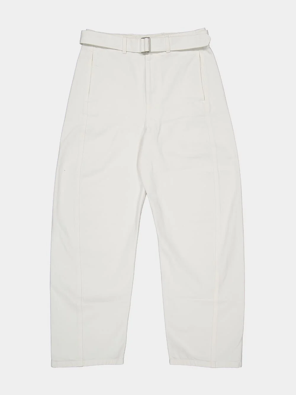 Milk White Twisted Belted Denim Pants - Image 5