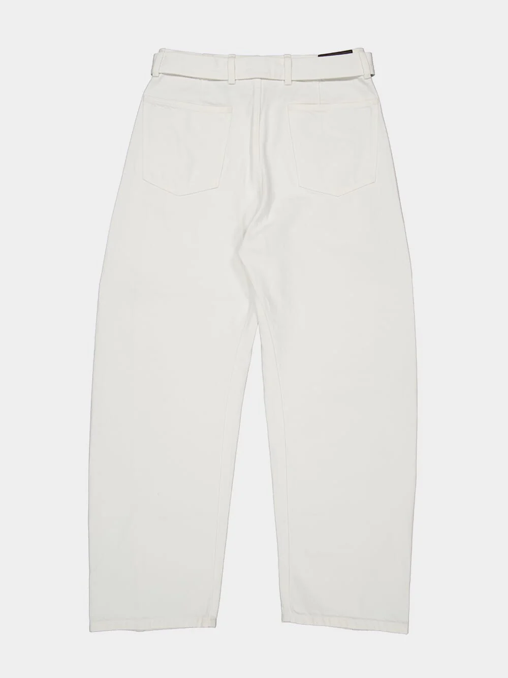 Milk White Twisted Belted Denim Pants - Image 6