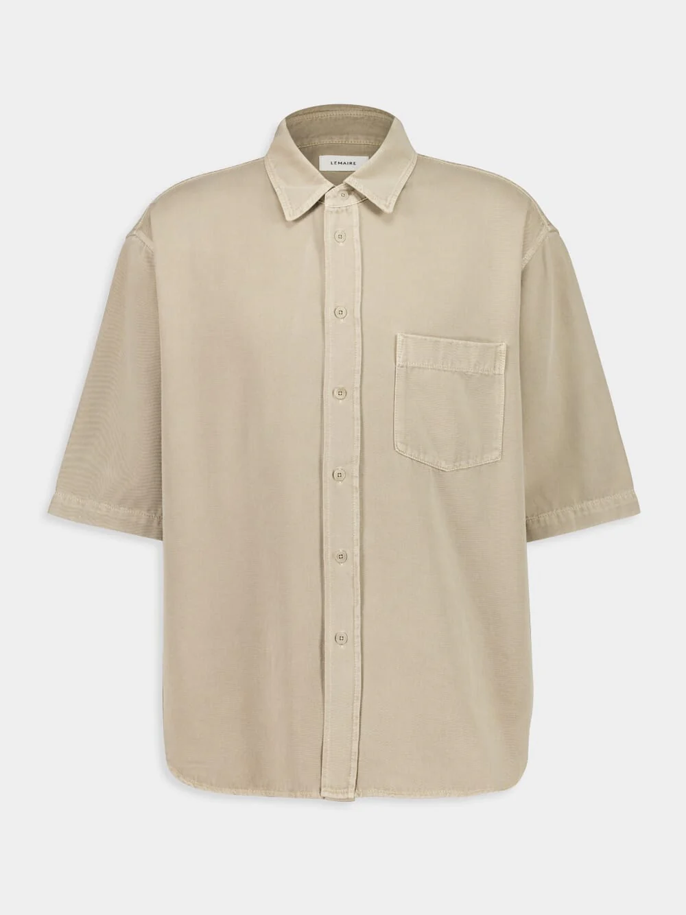 Natural Beige Short Sleeve Denim Shirt