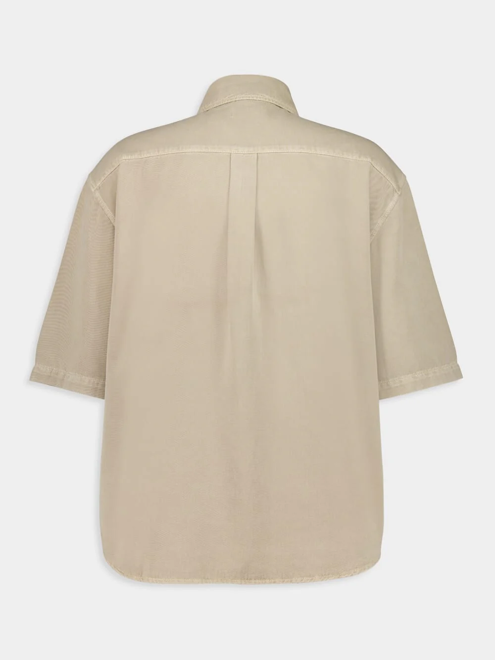 Natural Beige Short Sleeve Denim Shirt - Image 2