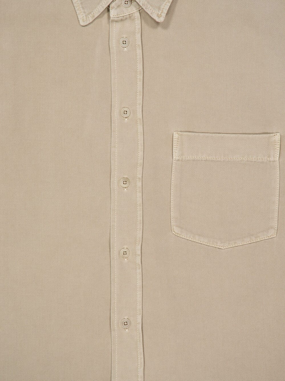 Natural Beige Short Sleeve Denim Shirt - Image 3