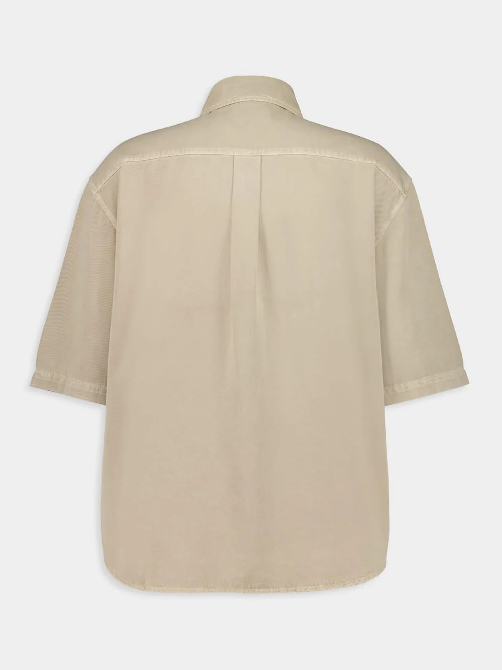Natural Beige Short Sleeve Denim Shirt - Image 6