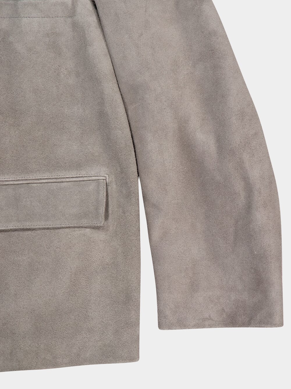 Pebble Grey Suede Single-Breasted Jacket - Image 6