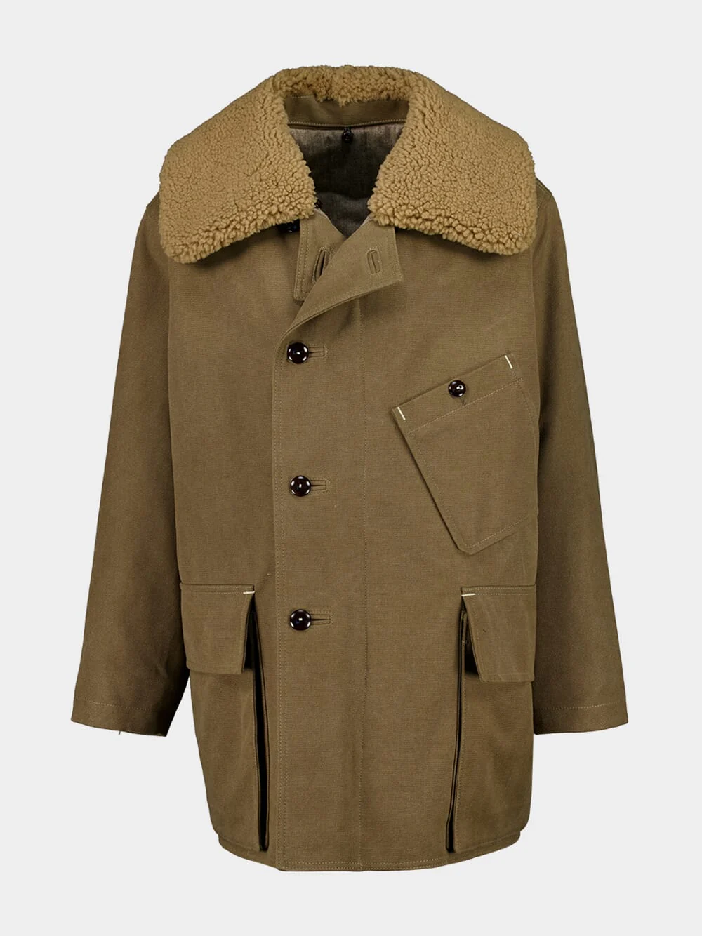 Sisal Shearling Winter Parka in Water-Repellent Canvas