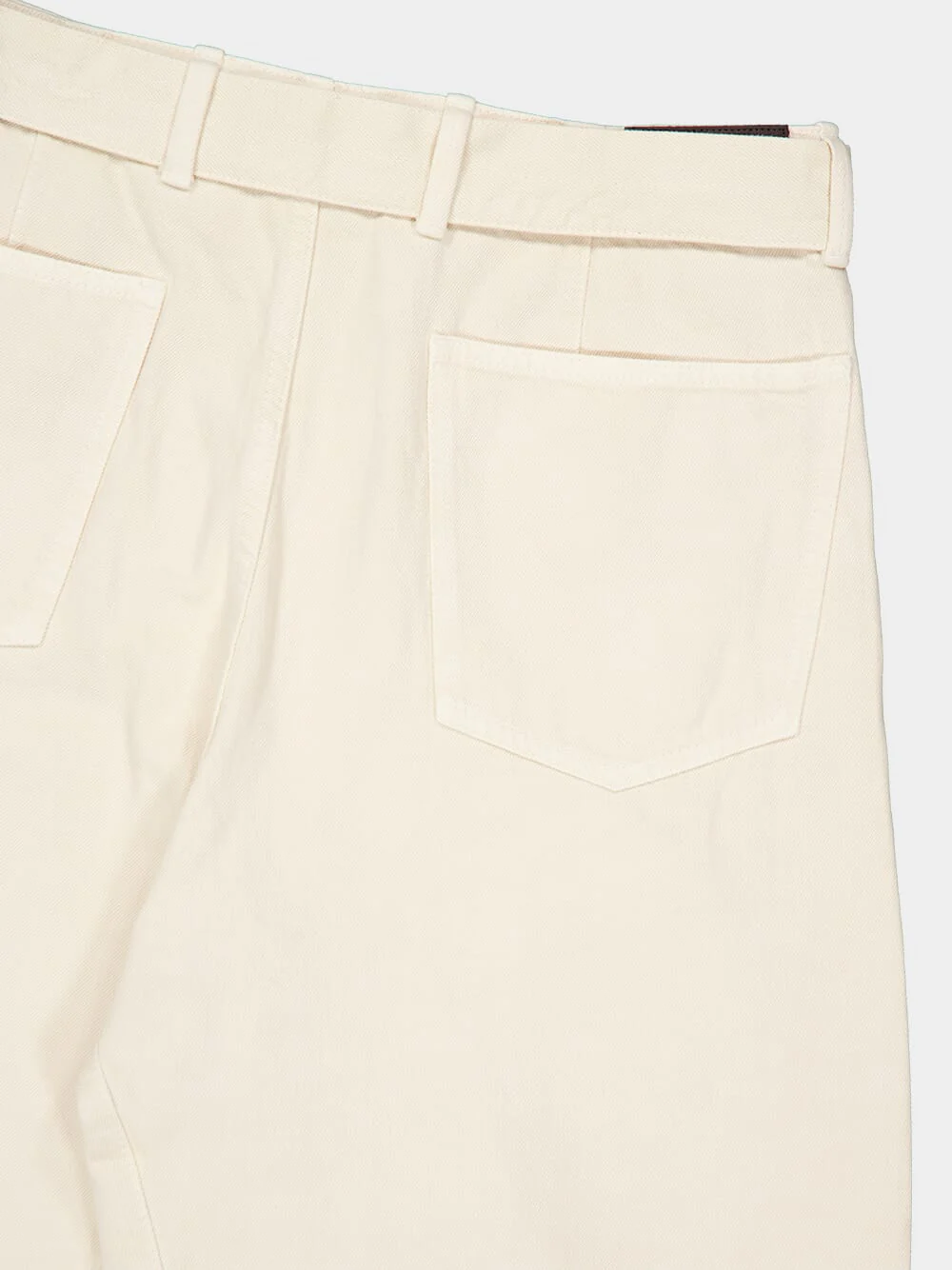 Snow Clay Twisted Belted Denim Trousers - Image 4