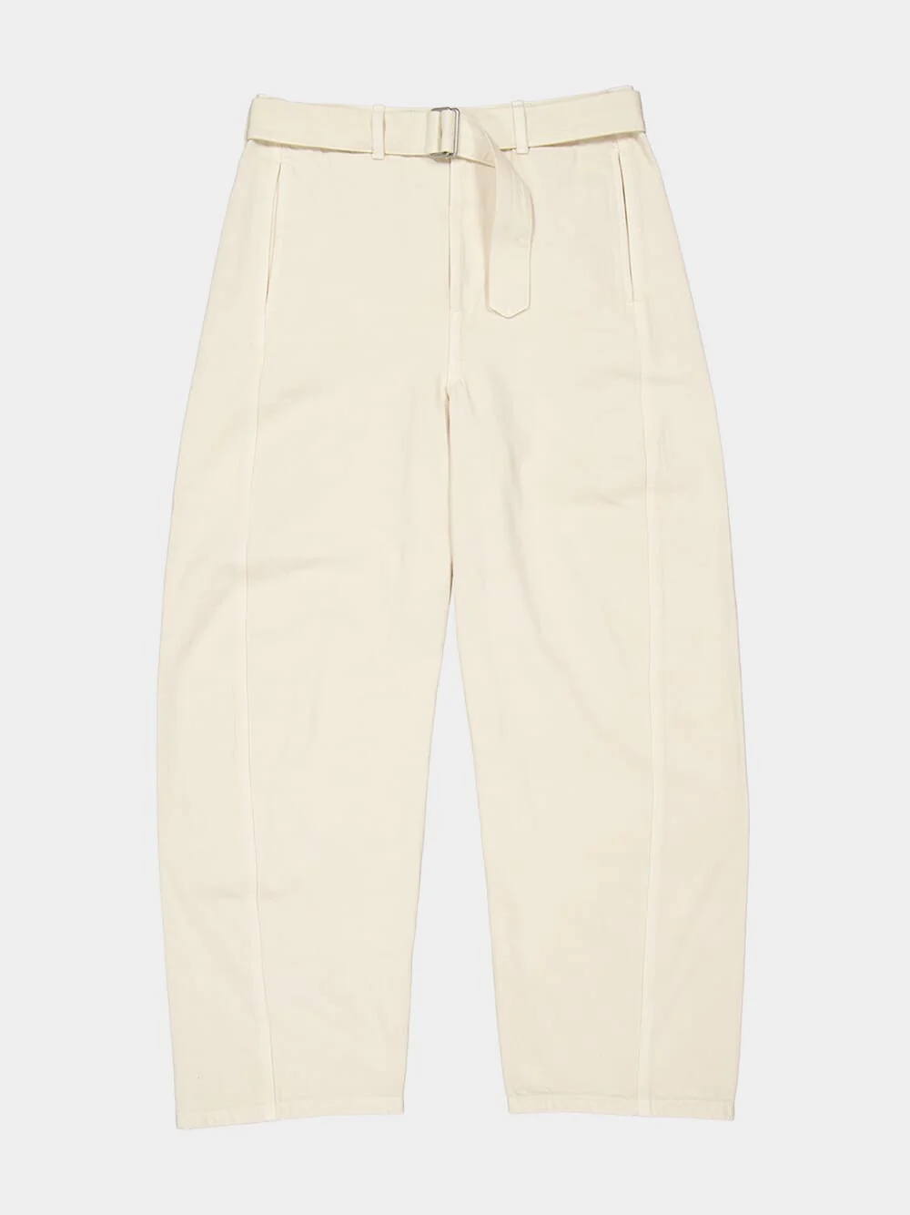 Snow Clay Twisted Belted Denim Trousers - Image 5
