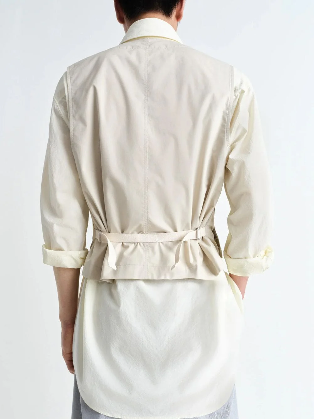Stone Beige Technical Gilet in Ventile® Cotton - Image 4