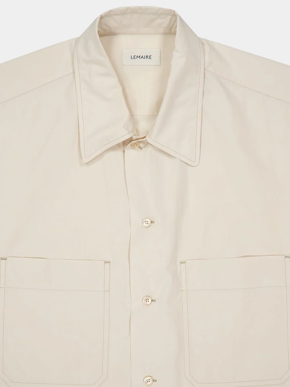 Warm Beige Cotton Poplin Convertible Shirt - Image 3