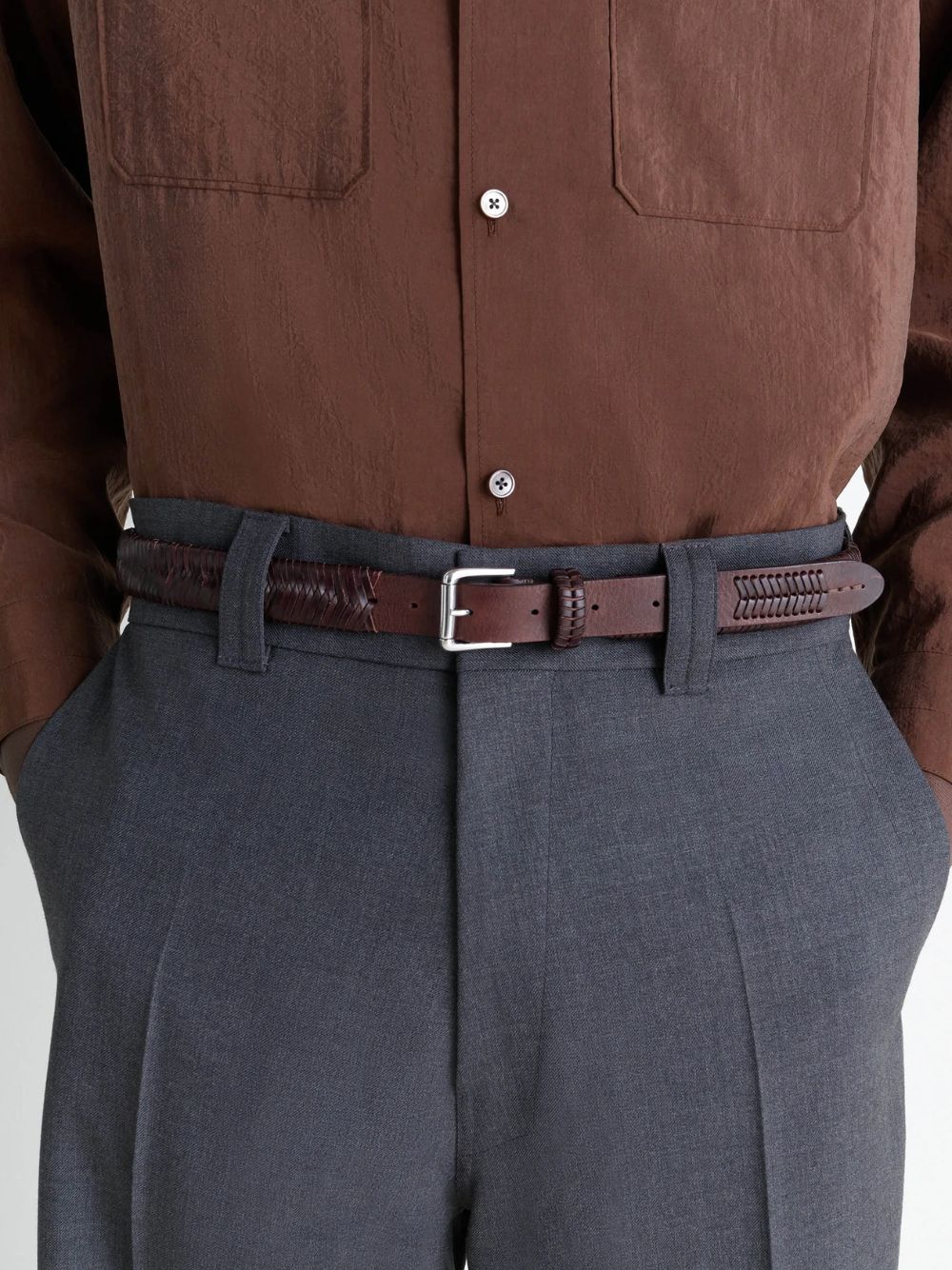 Weaved Belt 25 in Dark Brown - Image 2