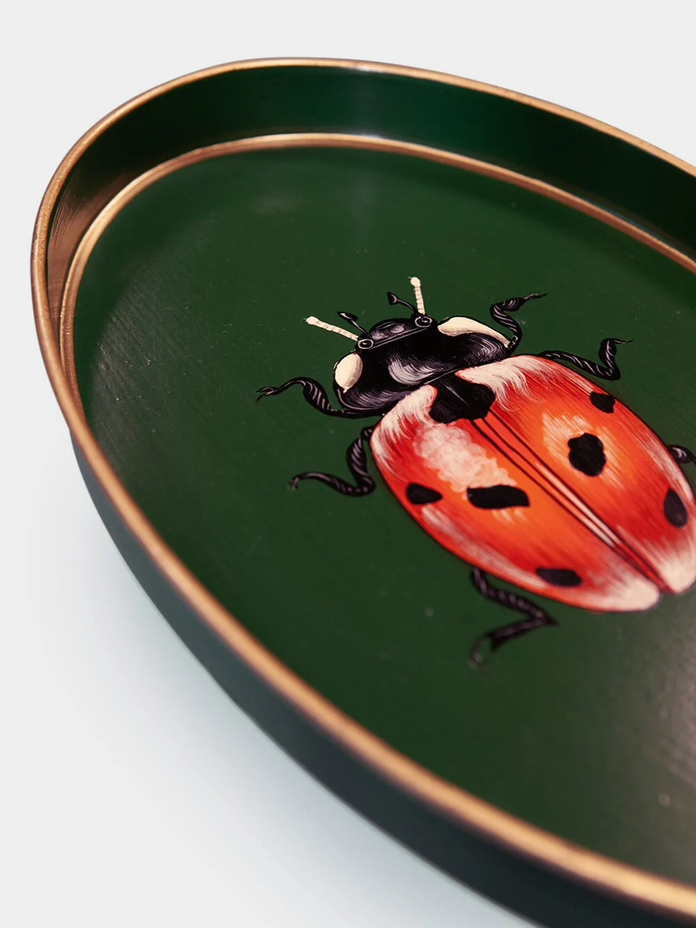 Ladybug Handpainted Iron Oval Tray - Image 2