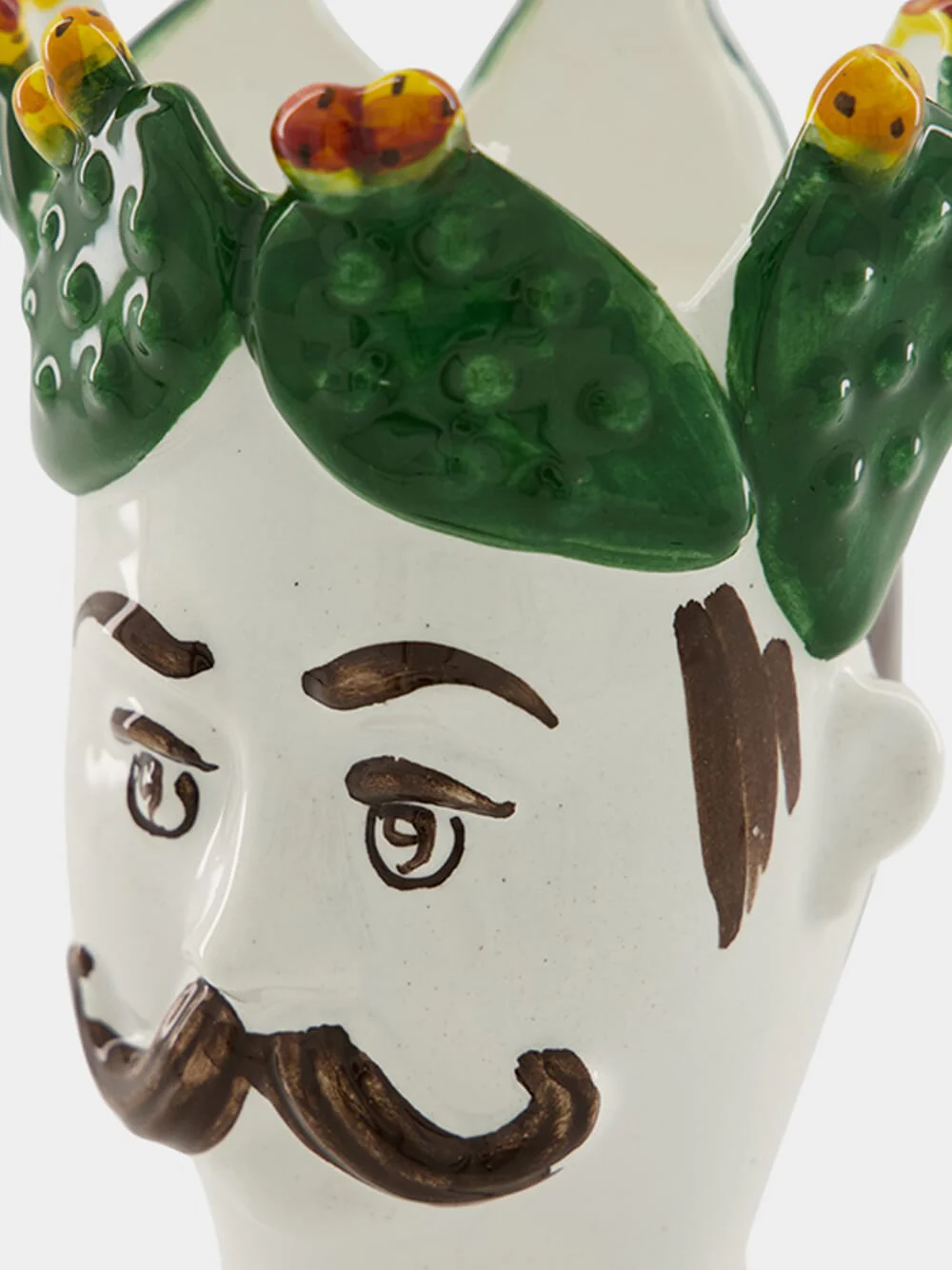 Hand-Painted Ceramic Candle Men with Cactus - Image 3