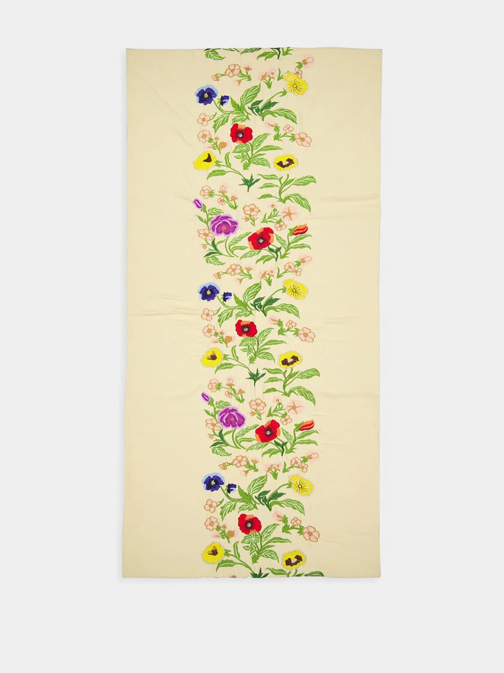 Embroidered Floral Cotton Tablecloth