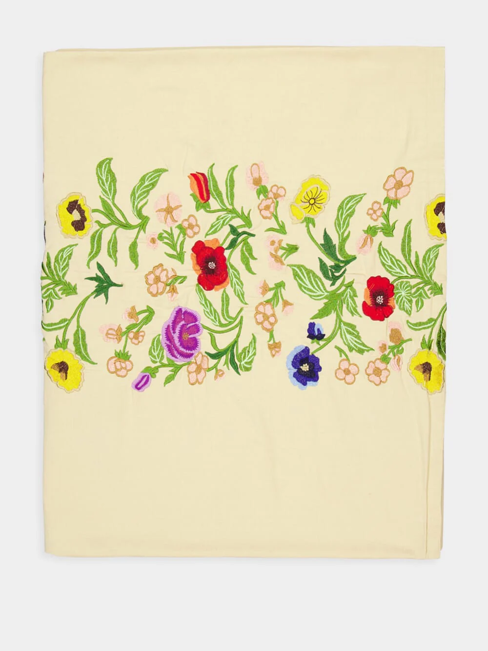 Embroidered Floral Cotton Tablecloth - Image 2