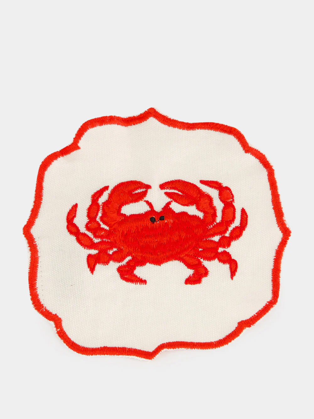 Red Crab Hand-Embroidered Cocktail Napkin Set of 2 - Image 3