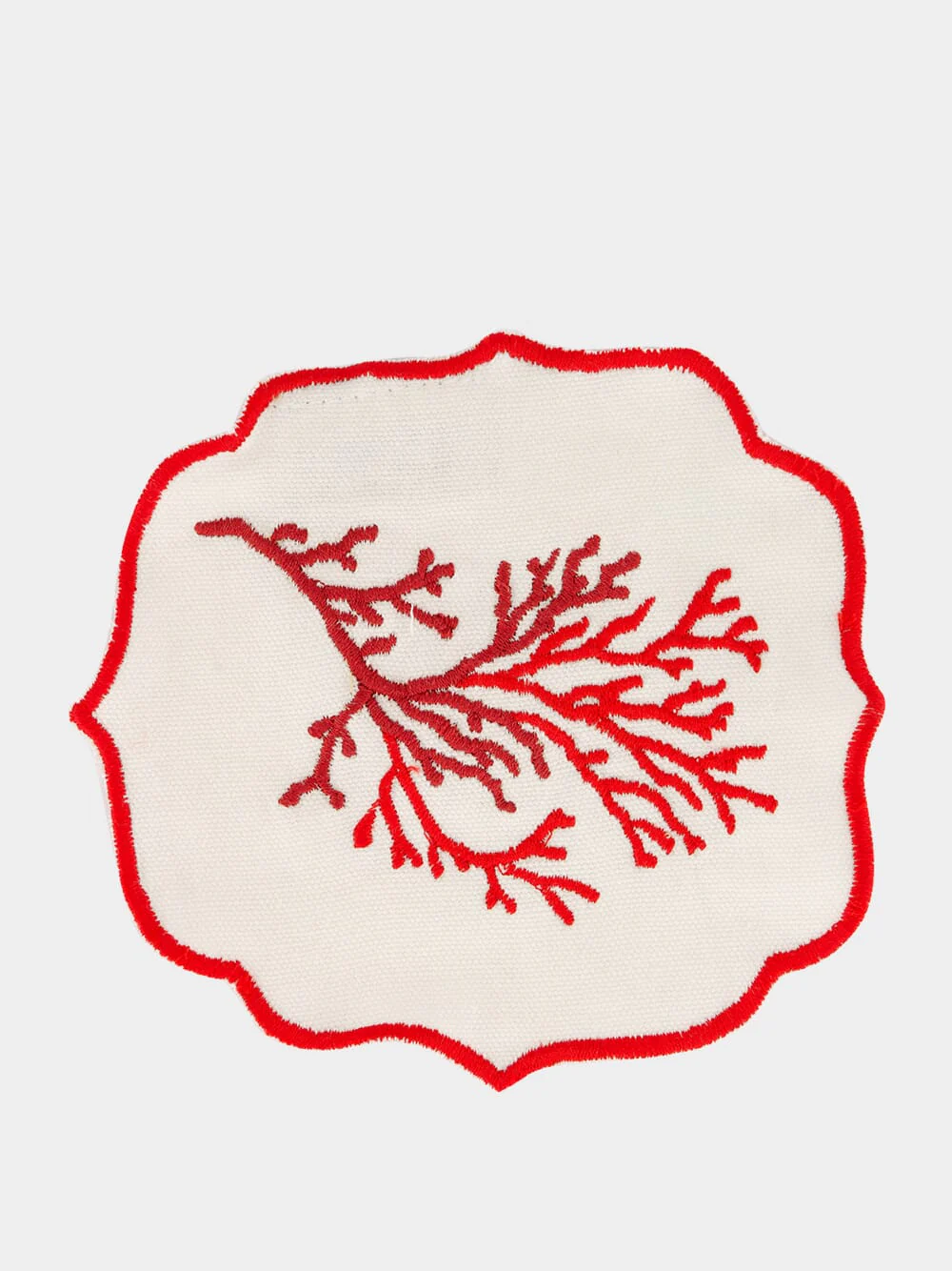Red Hand-Embroidered Cotton Cocktail Napkins Set of 2 - Image 2