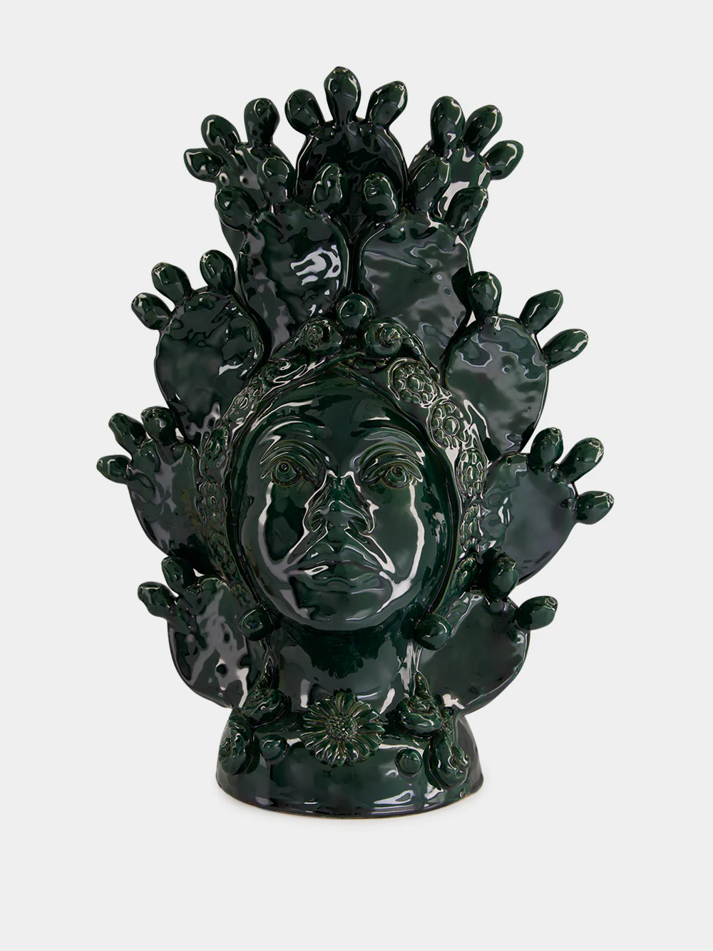 Dark Green Ceramic Head Sculpture