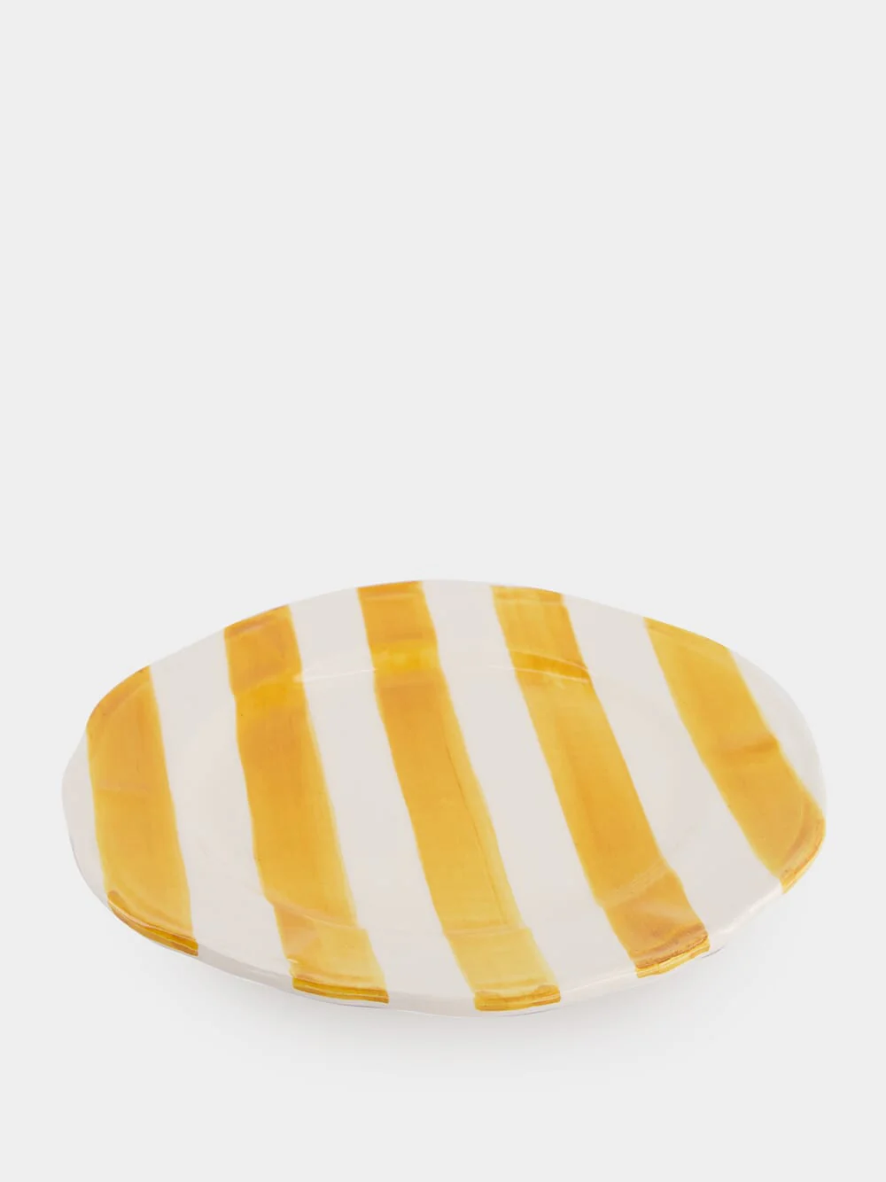 Yellow Striped Ceramic Dinner Plate - Image 3
