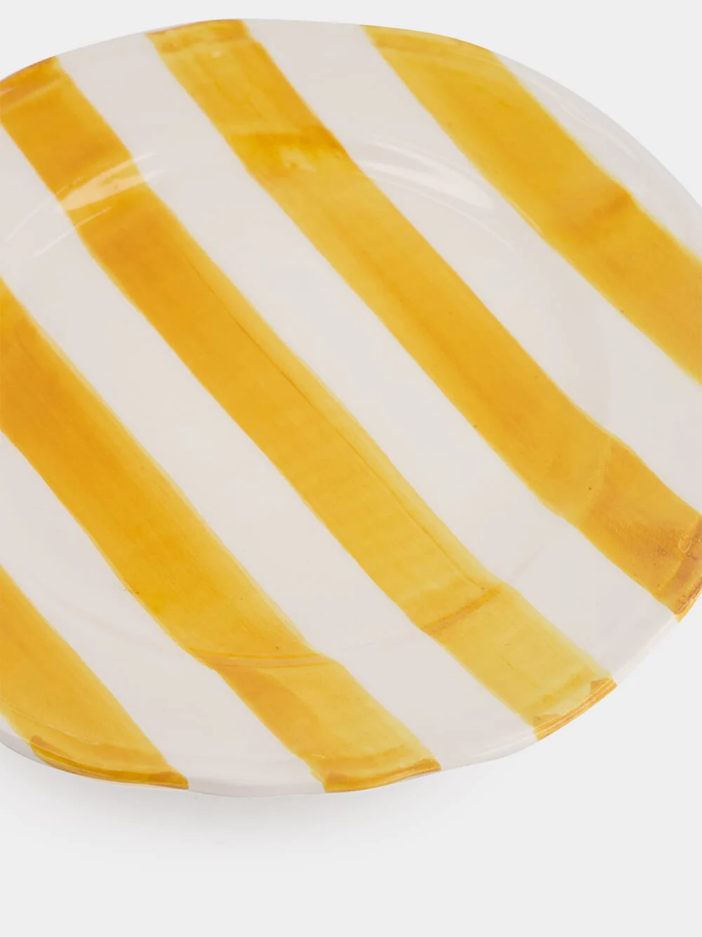 Yellow Striped Ceramic Dinner Plate - Image 5