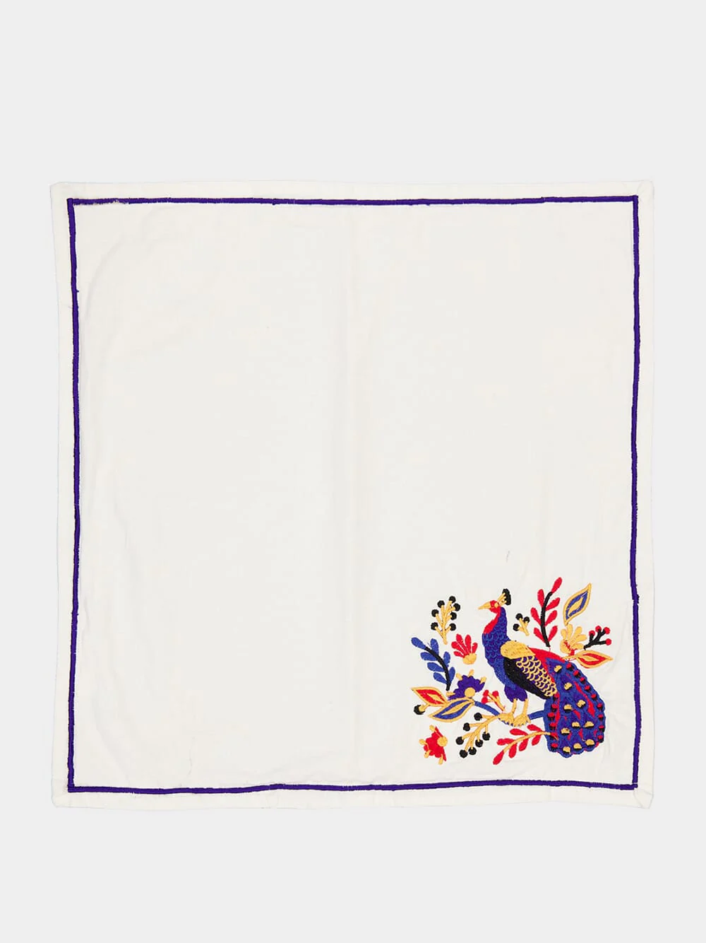 Tropical Embroidered peacock napkin and placemat set - Image 4
