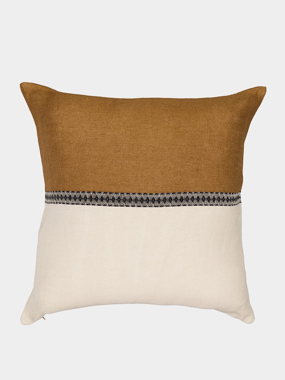 Linen Cushion Cover with Contrast Design - Image 2