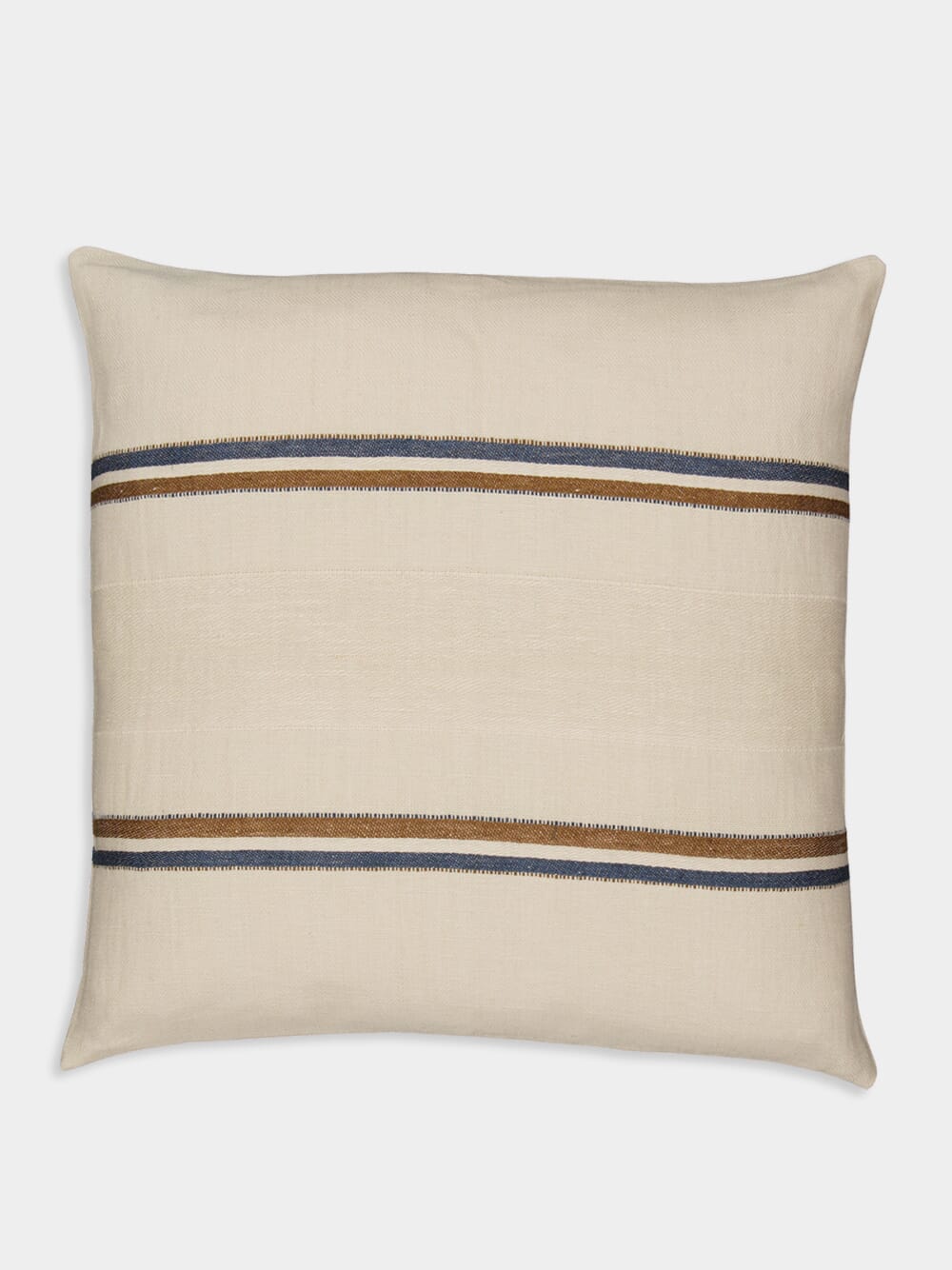 Linen Cushion Cover with Striped Detail