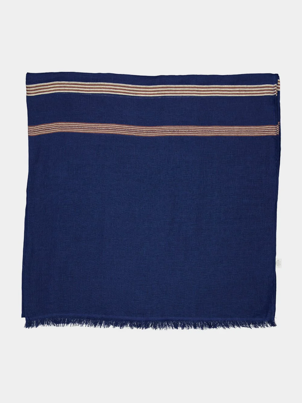 Noa Linen Blue and Brown Stripe Tablecloth - Image 2