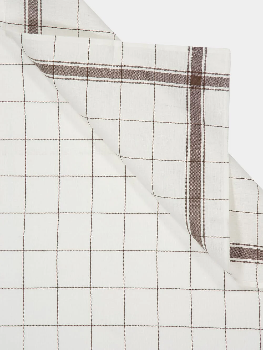 White and Brown Parma Linen Kitchen Towel - Image 3