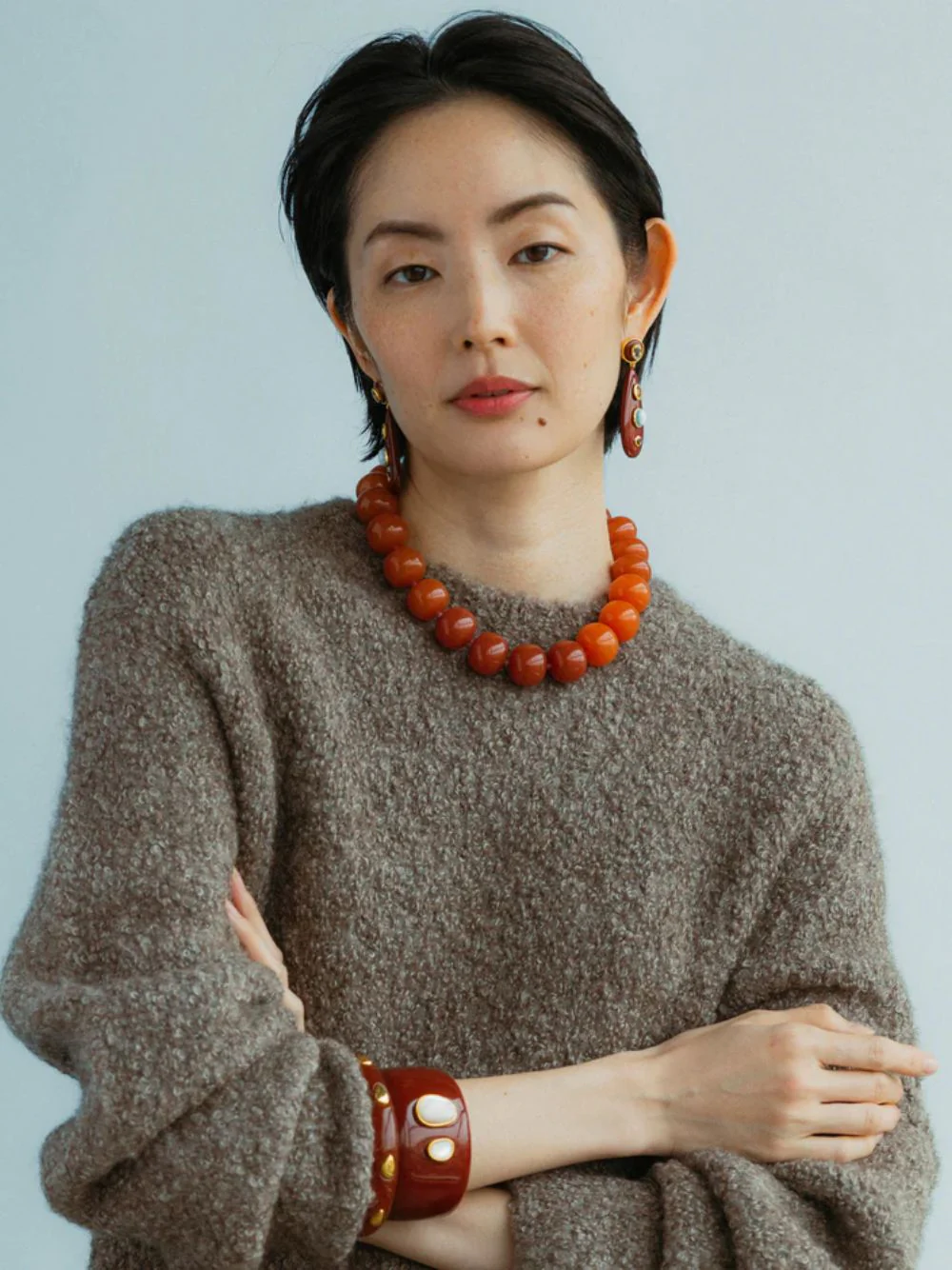 Chestnut Brown Torre Statement Earrings - Image 2