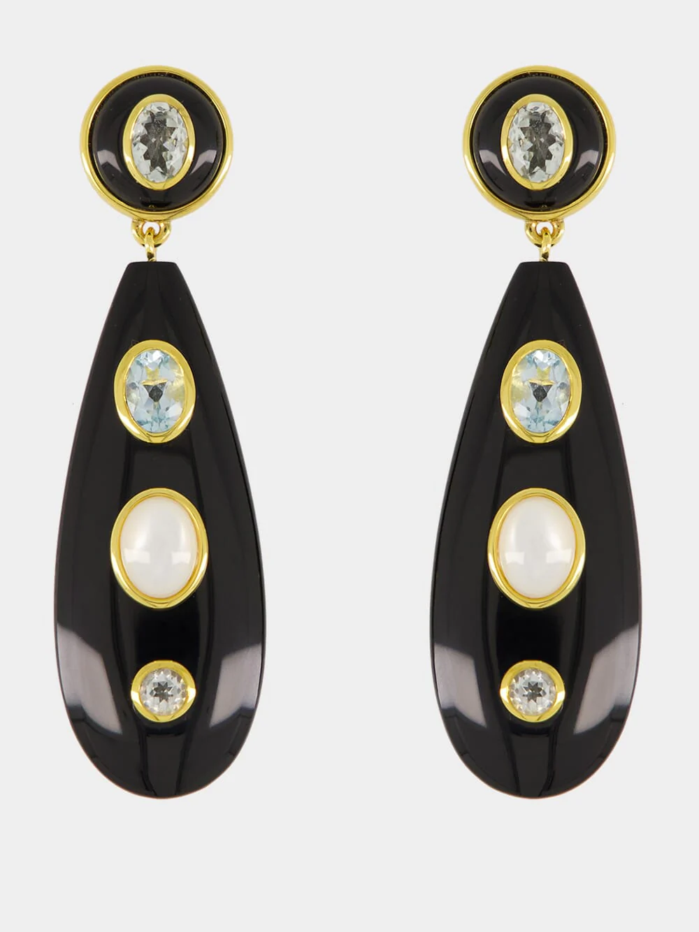 Black Torre Earrings with Midnight Sparkle
