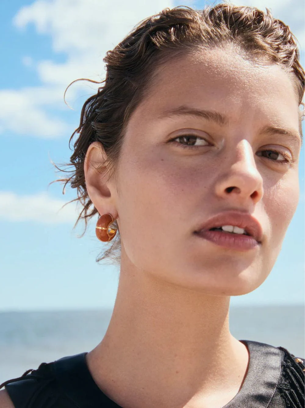 Peach Zellige Hoop Earrings - Image 2