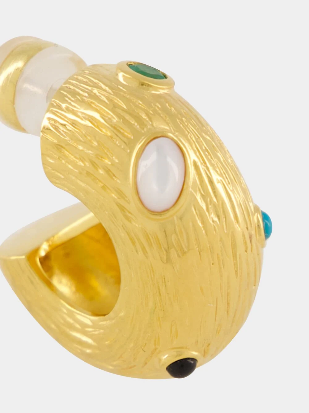 Kahlo Gold-Plated Gemstone Hoops - Image 3