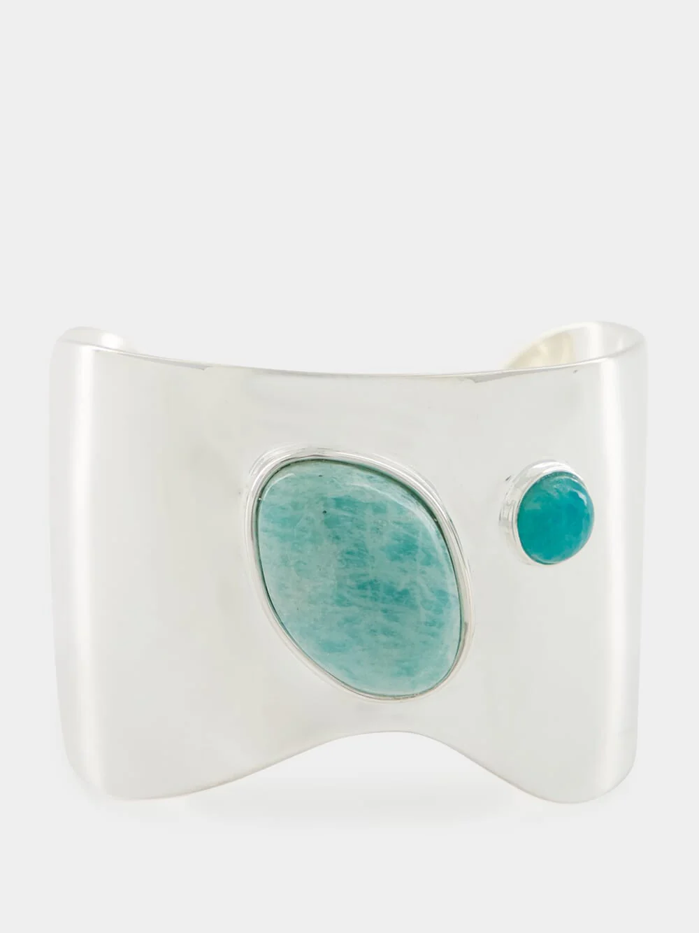 Silver Mist Organic Cuff with Amazonite Stones