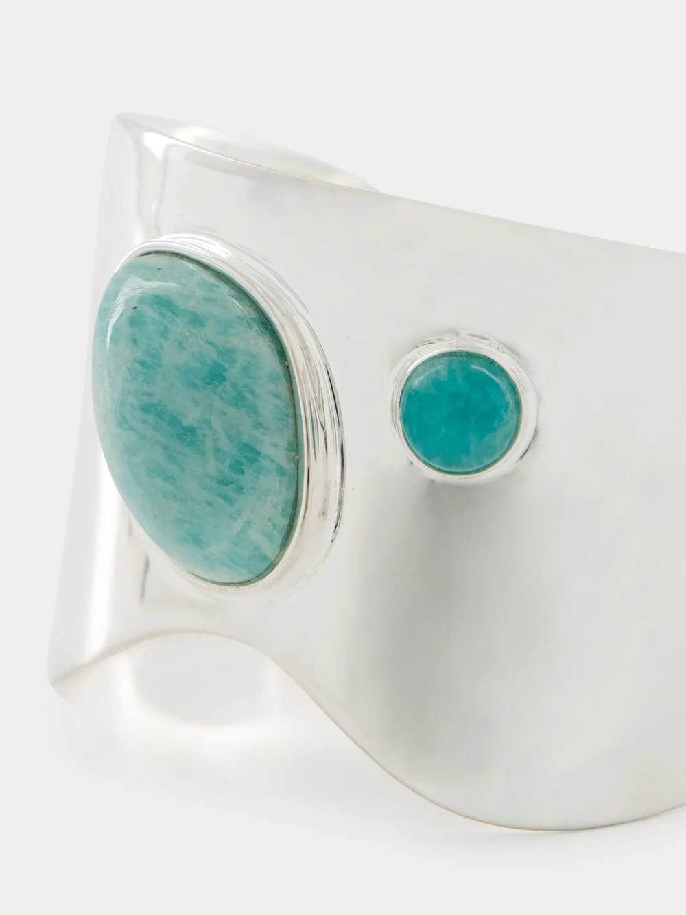 Silver Mist Organic Cuff with Amazonite Stones - Image 4