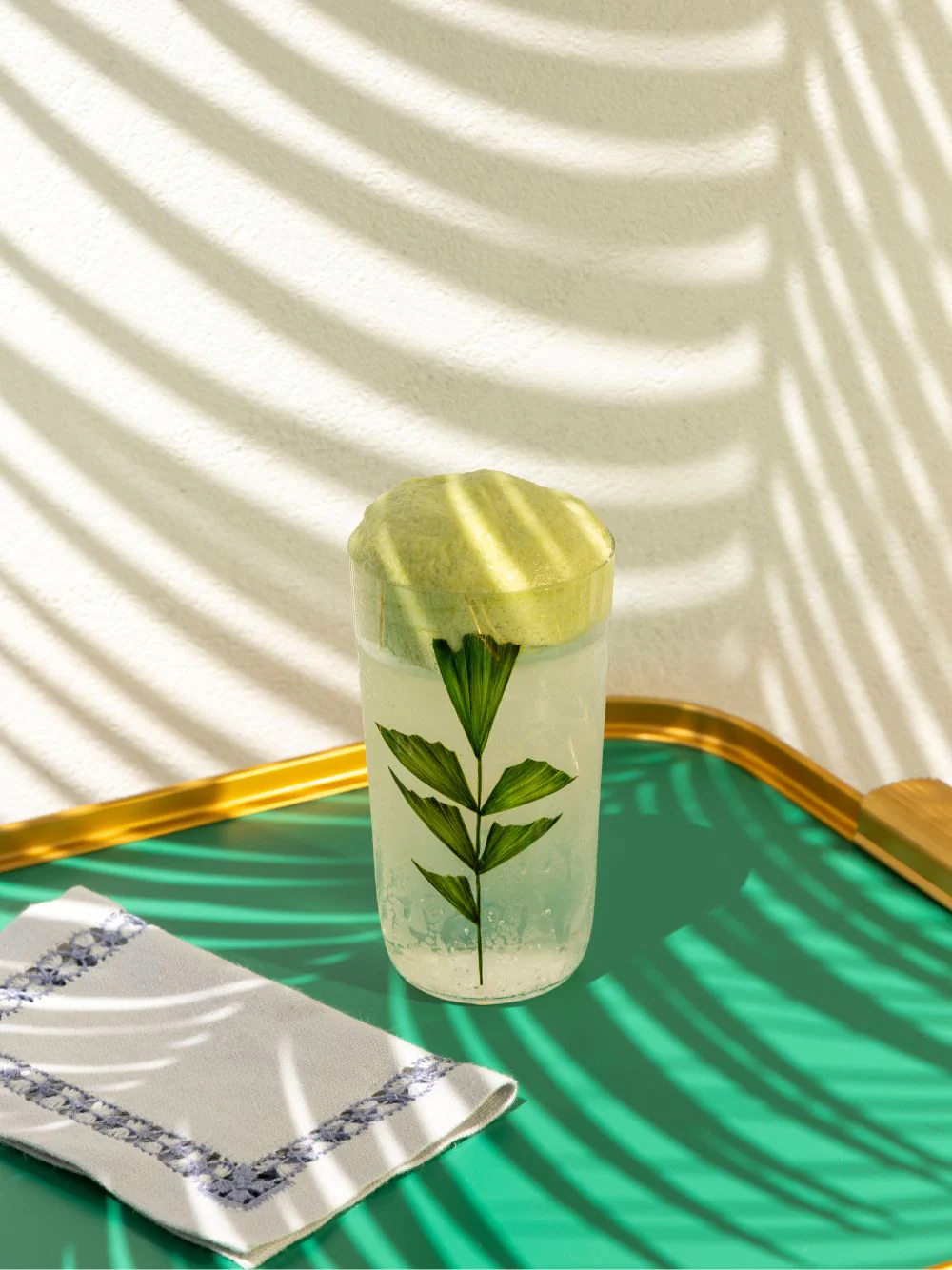Green Fan Leaf Beer Tumbler