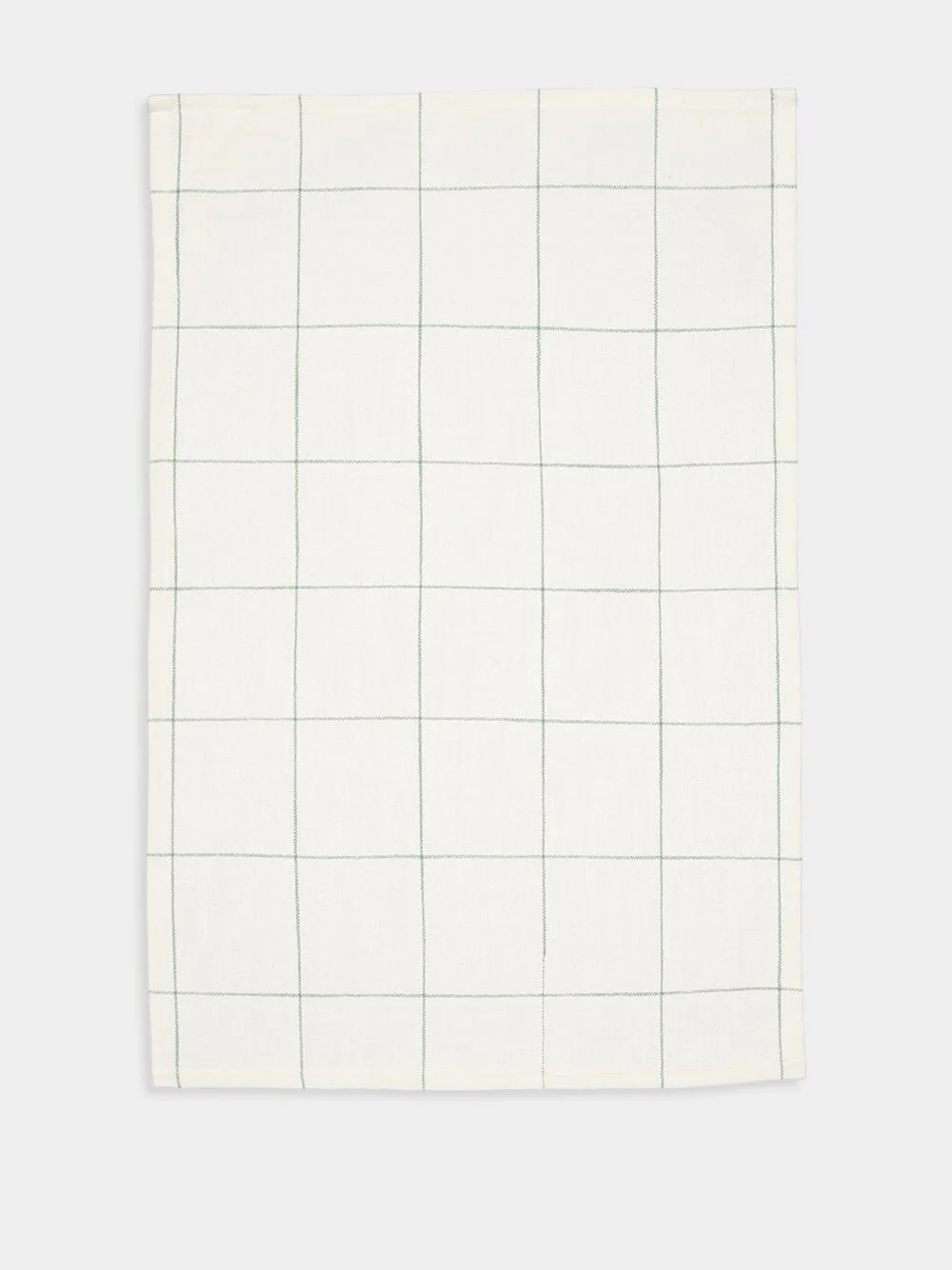 Off-White and Sage Checked Cotton Kitchen Towel