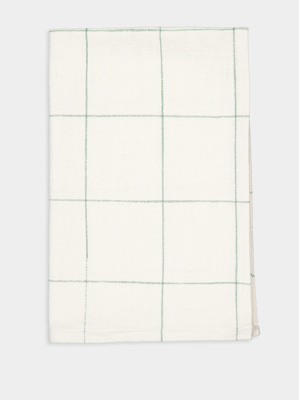 Off-White and Sage Checked Cotton Kitchen Towel - Image 2