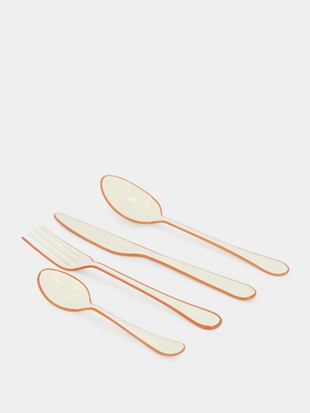 Enamel Cream Cutlery Set of 4 Pieces - Image 2