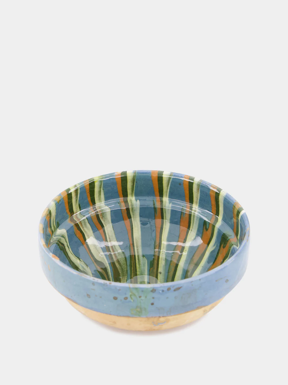 Hand-Painted Earthenware Blue Bowl - Image 2