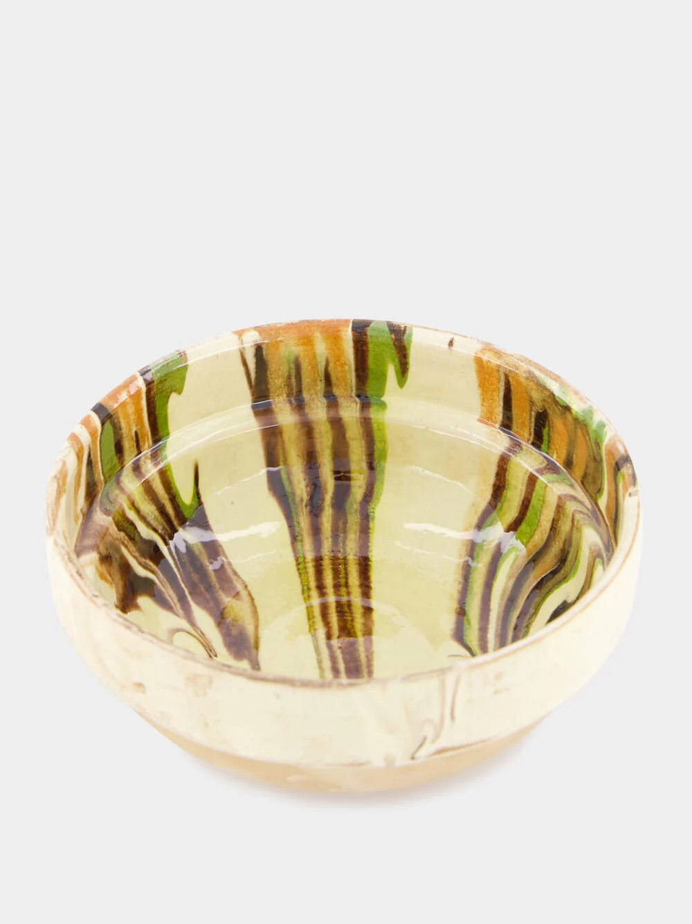 Hand-Painted Earthenware Off-White Bowl - Image 2