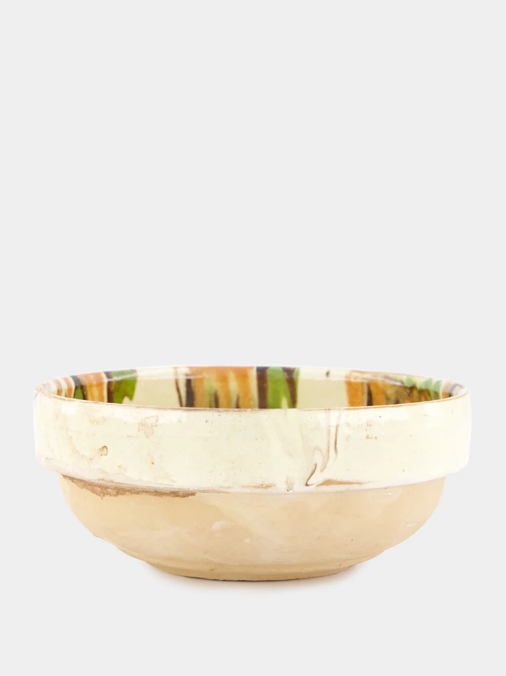 Hand-Painted Earthenware Off-White Bowl - Image 3