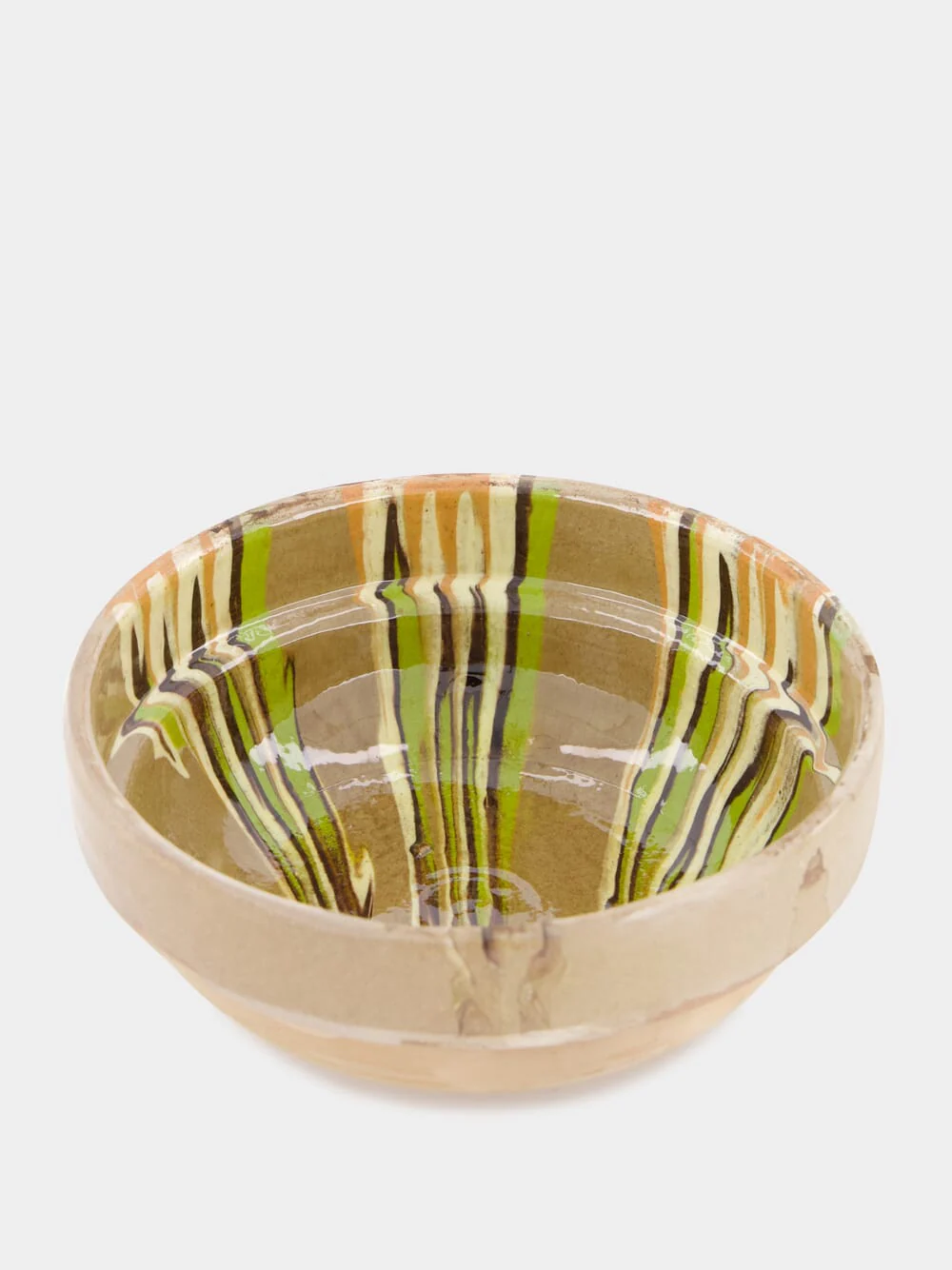 Hand-Painted Earthenware Taupe Bowl - Image 2