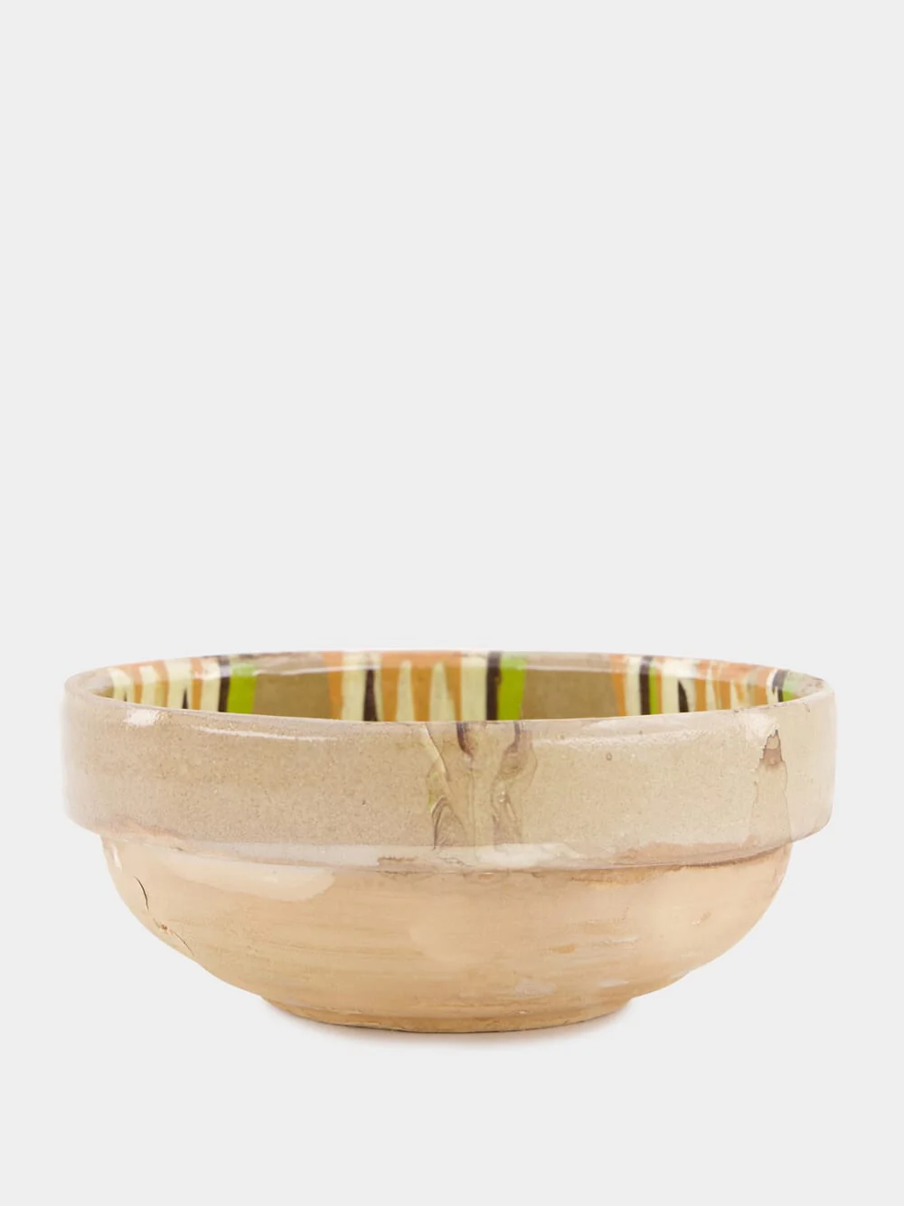Hand-Painted Earthenware Taupe Bowl - Image 3