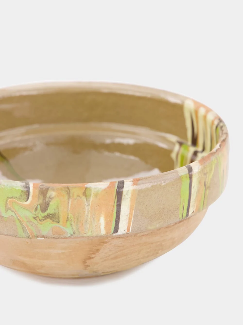 Hand-Painted Earthenware Taupe Bowl - Image 4