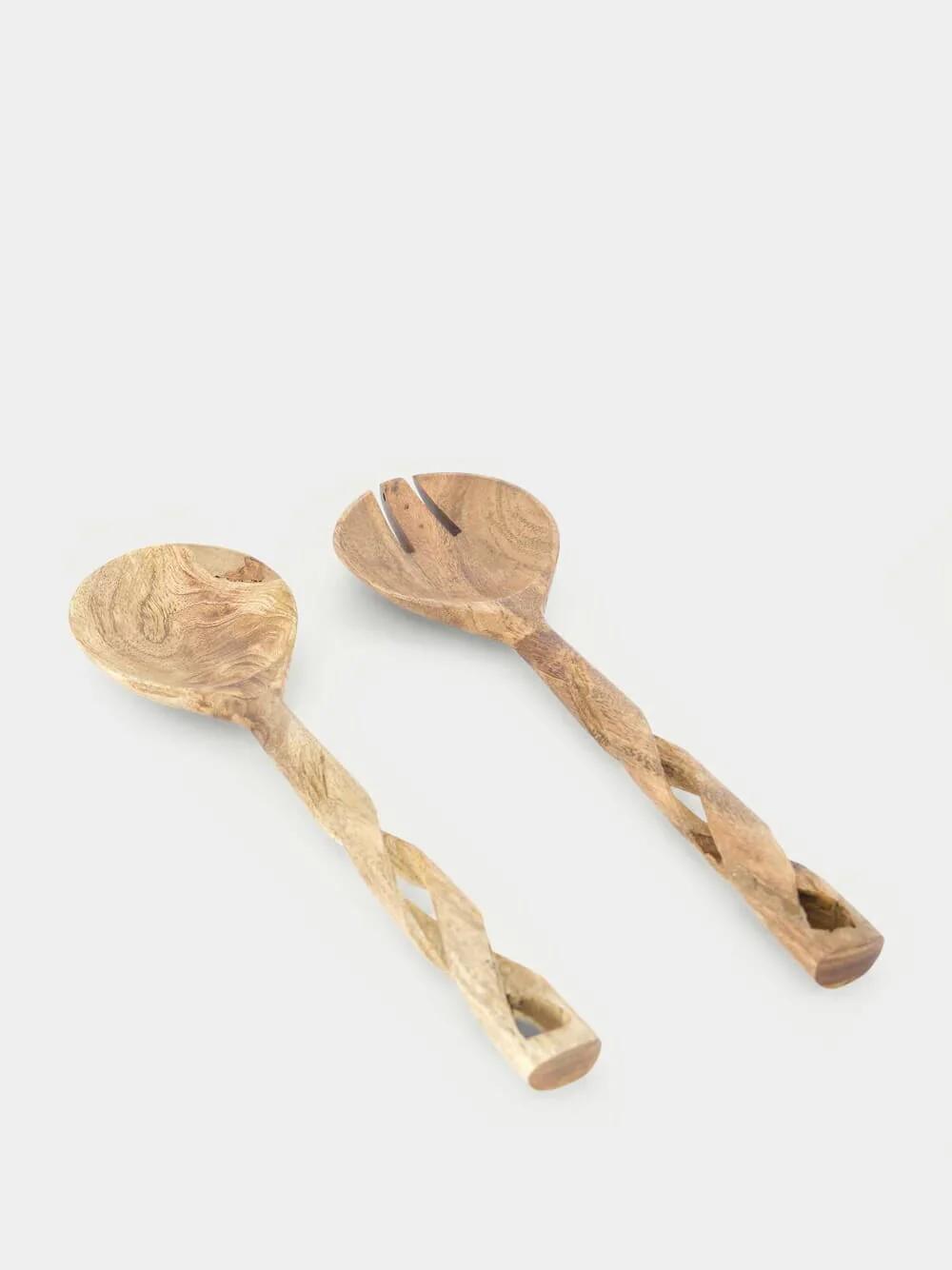 Wooden Salad Set with Twisted Handles - Image 2