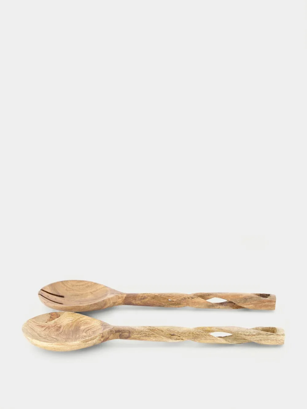 Wooden Salad Set with Twisted Handles - Image 3