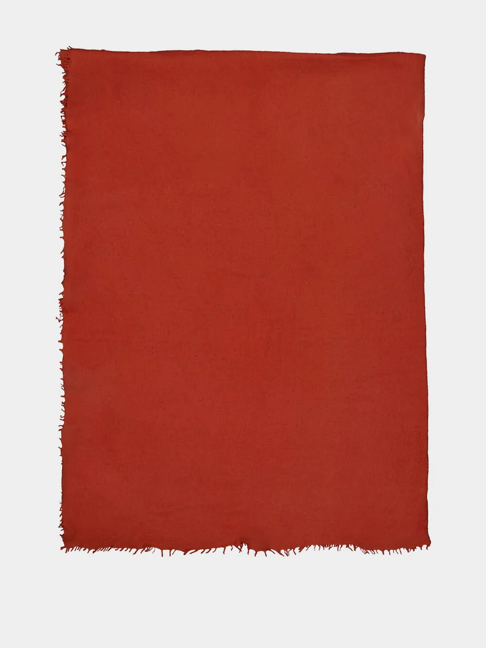 Burnt Red Hand-Knitted Cashmere Throw with Fringe - Image 2