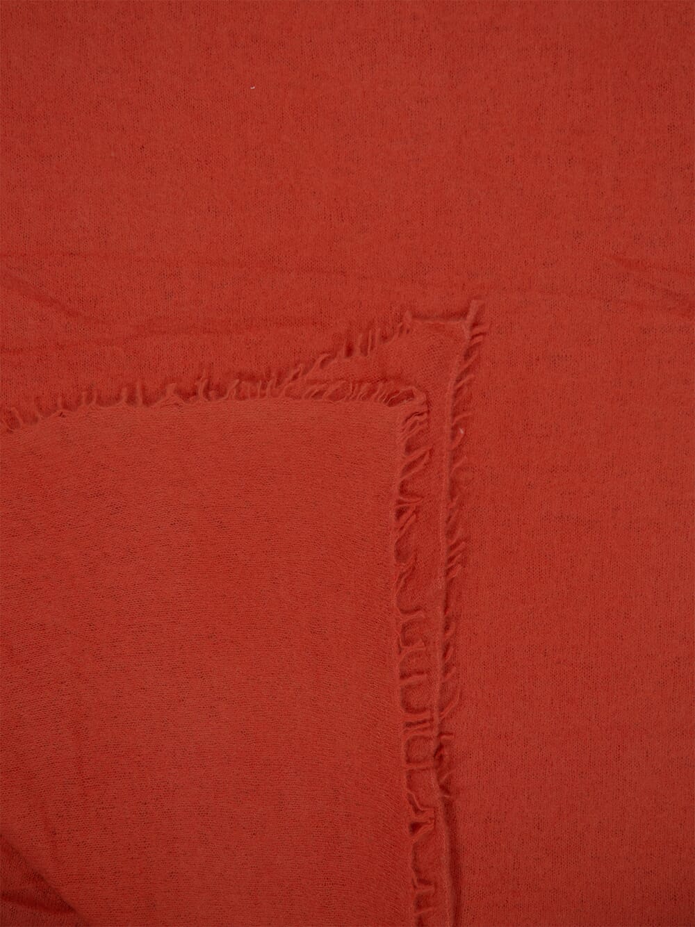 Burnt Red Hand-Knitted Cashmere Throw with Fringe - Image 3