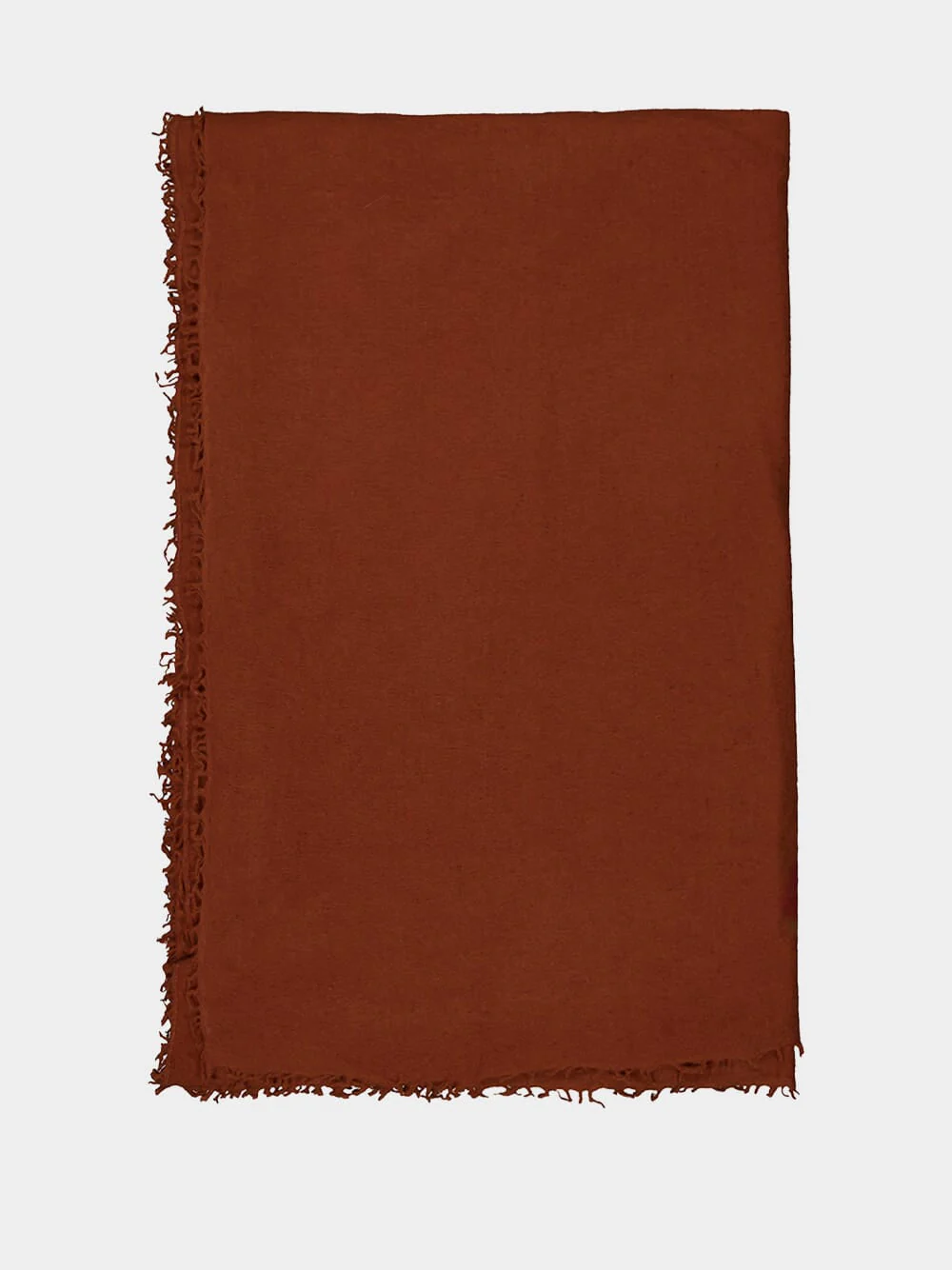 Dark Red Hand-Knitted Cashmere Throw with Fringe