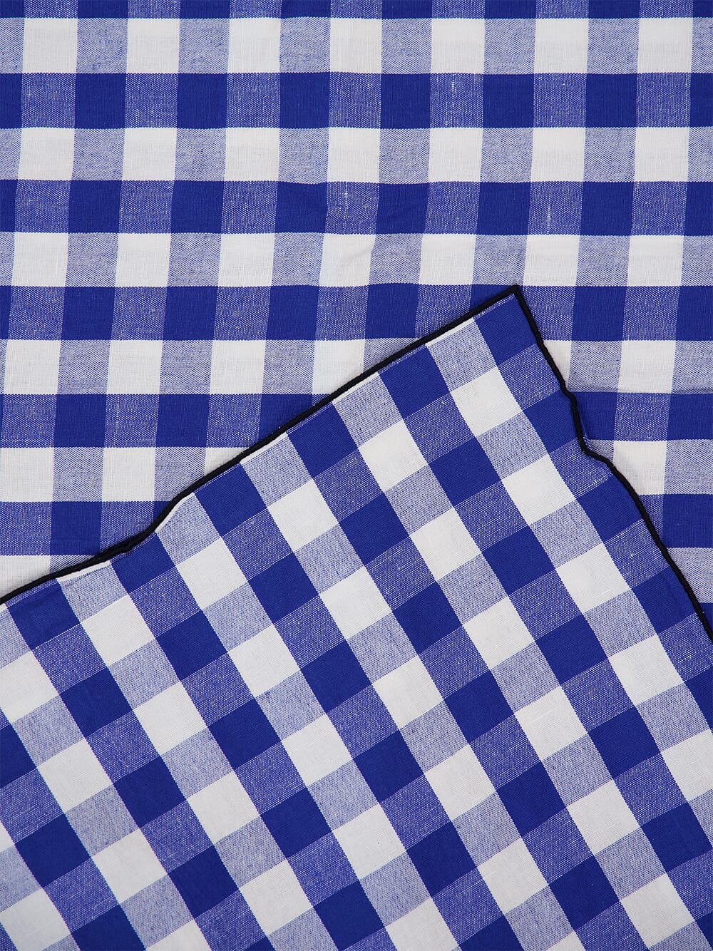 Blue Bourdon Black Mesh Gingham Rectangular Large Tablecloth - Image 3